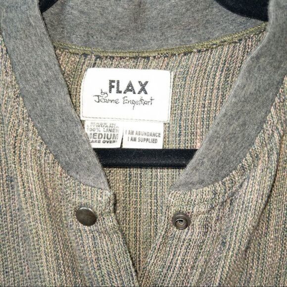 Vintage Flax by Jeanne Engelhart 100% Linen Snap Button Front Dress‎ Size Medium - Picture 3 of 5